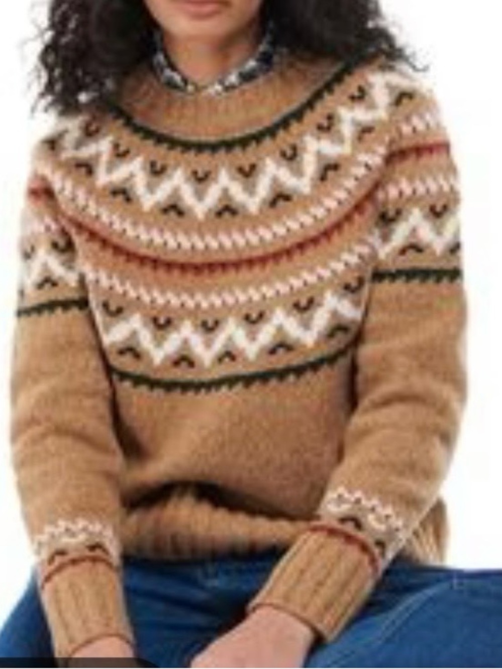 Barbour Langford Knit Sweater Nordic Fair Isle crew neck wool blend Cabincore 6
